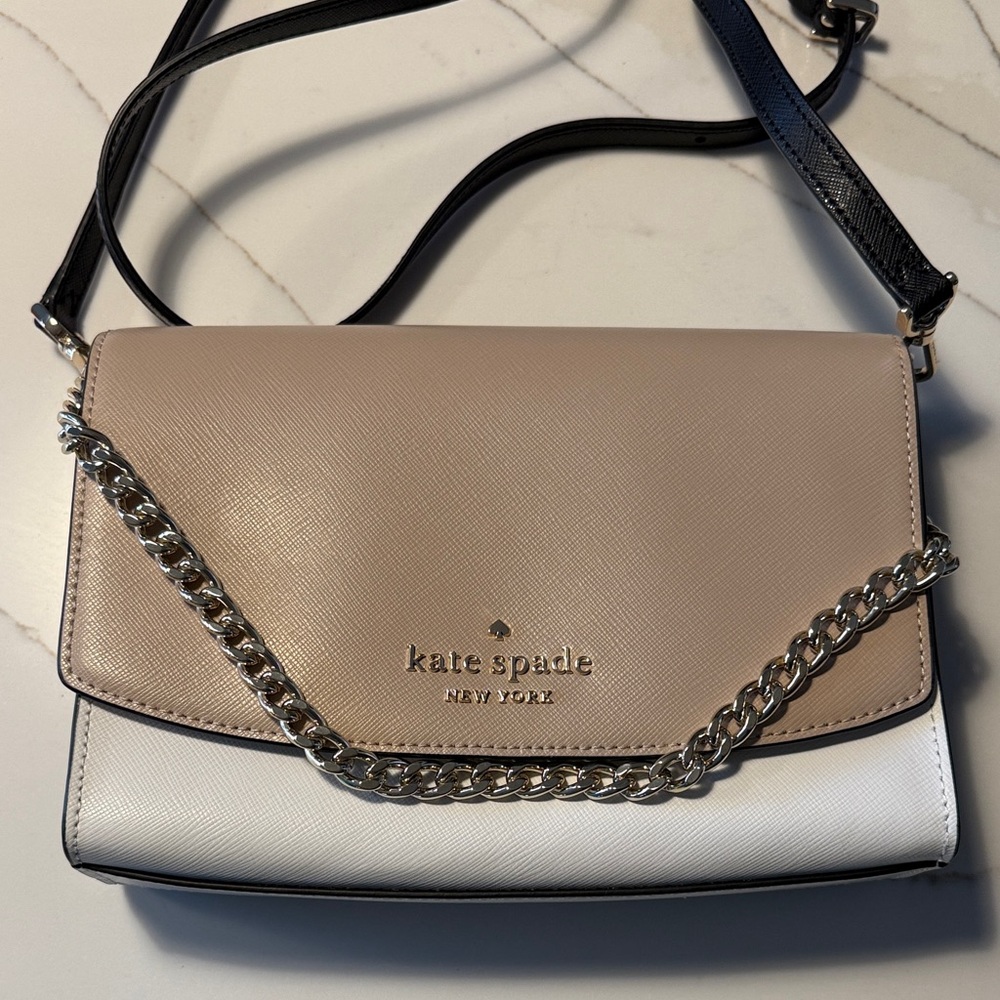 Kate Spade Tan and White Crossbody Bag